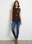 Brown Sleeveless Knit Top