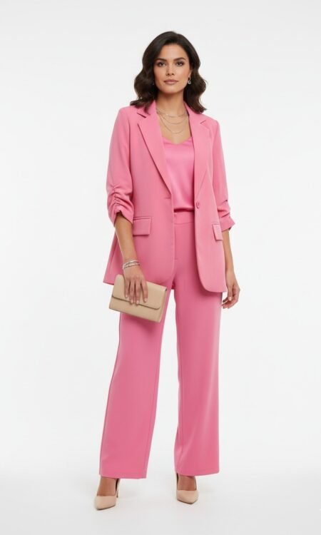 Bubble Gum Pink Single Breasted Blazer Set