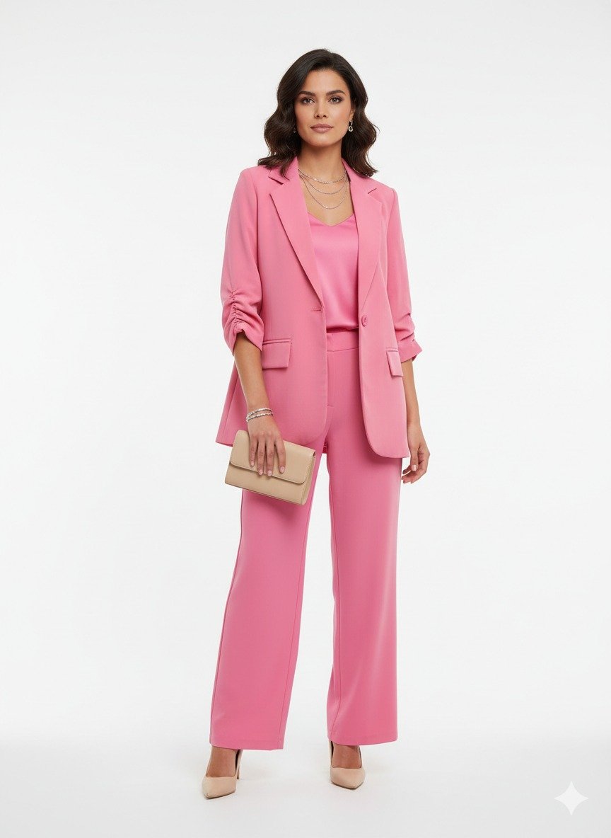 Bubble Gum Pink Single Breasted Blazer Set