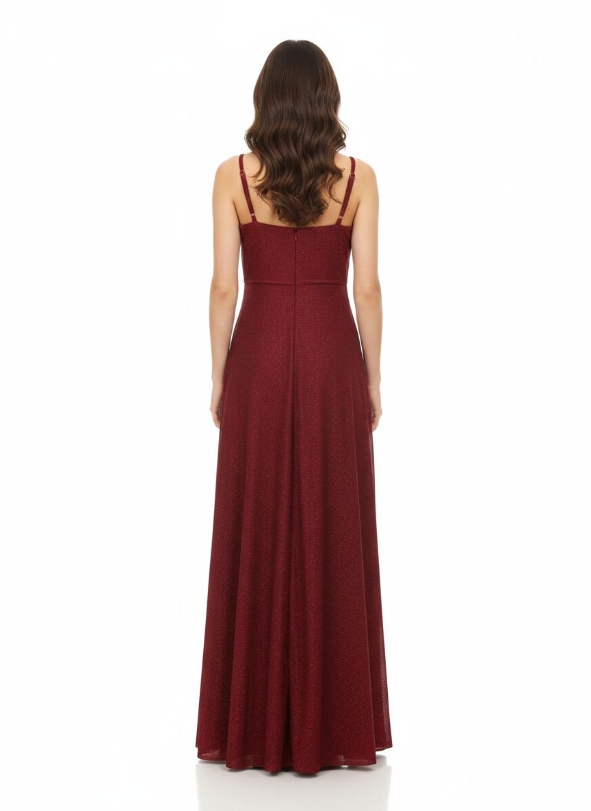 Burgundy Cowl-Neck Gown (1)