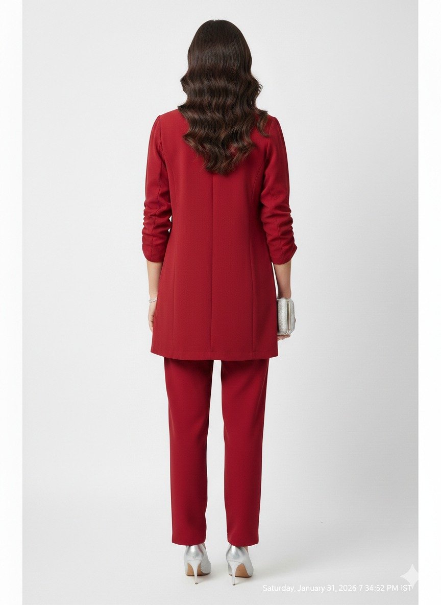 Burgundy Red Coat Set (3)