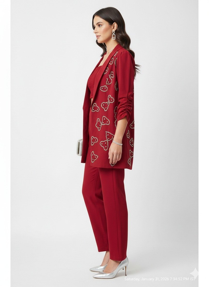 Burgundy Red Coat Set (2)