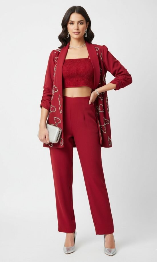 Burgundy Red Coat Set