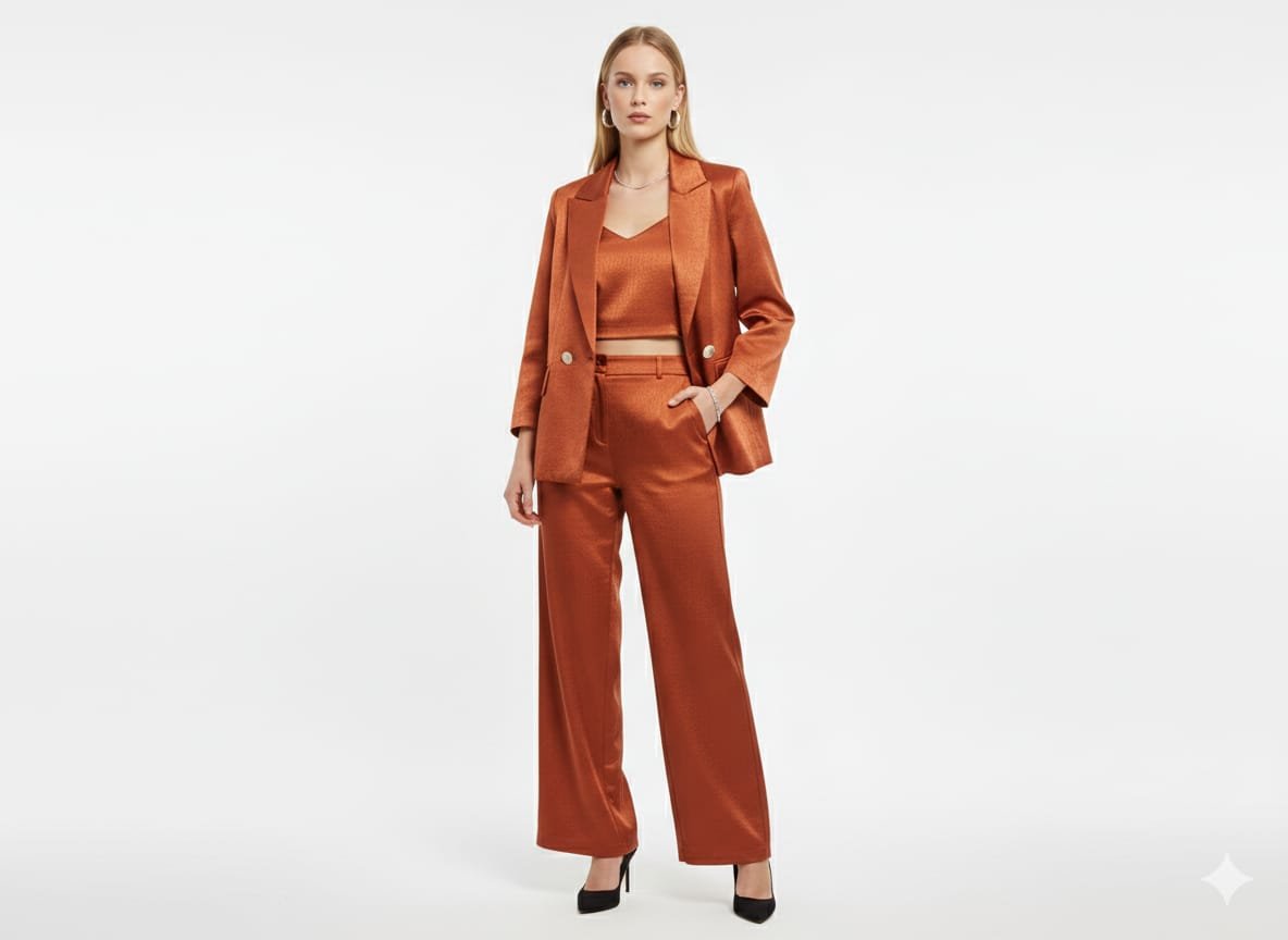 Burnt Orange Three-Piece Power Suit