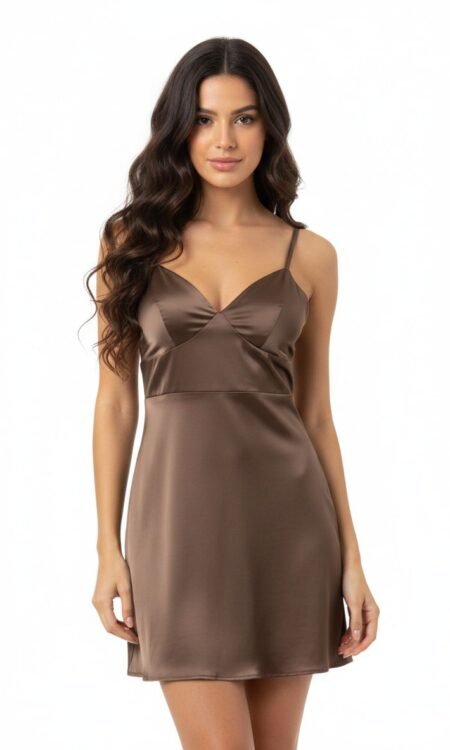 Chocolate Brown Satin Slip Dress