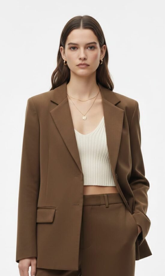 Chocolate Brown Single Breasted Blazer Set