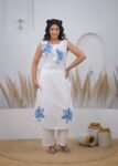 Cloud White Floral Applique work Co-ord Set