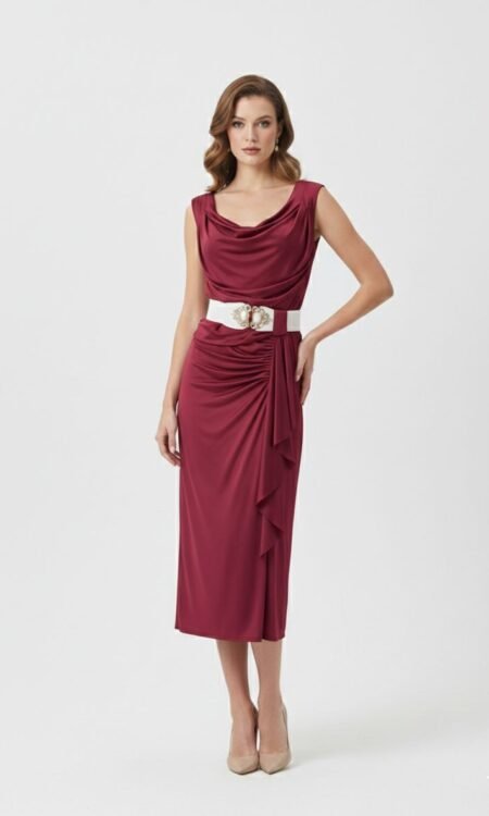 Deep Burgandy Midi Length Dress