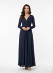 Deep Navy Blue Shimmer Evening Gown (1)
