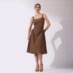 Earthy Brown midi Length Dress