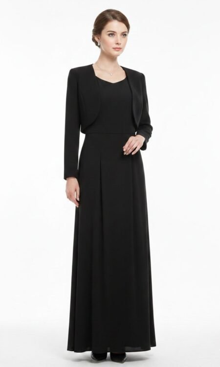 Floor-length Black Gown with Shrug