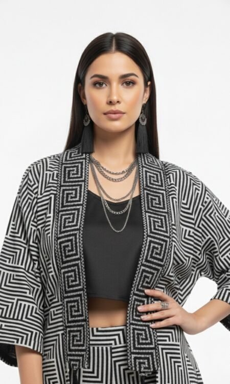 Kimono-Style Outerwear (Black & White)