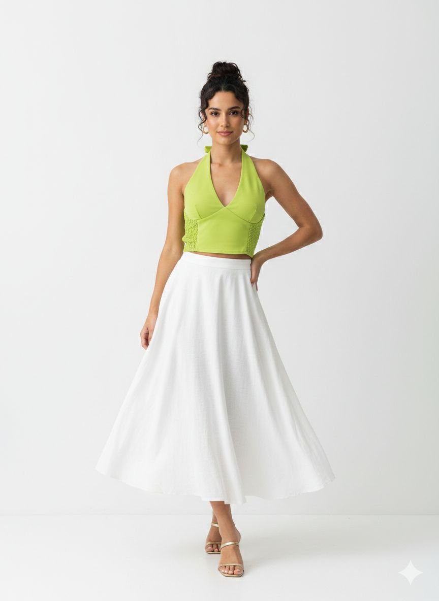 Lime Green Crop Halter Top (2)