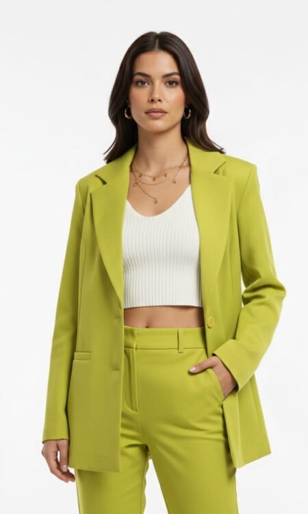 Lime Green Single Breasted Blazer Set