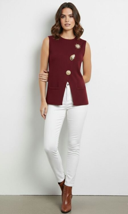 Maroon Sleeveless Knit Top