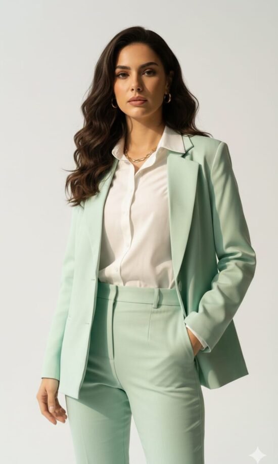 Mint Green Single Breasted Blazer Set
