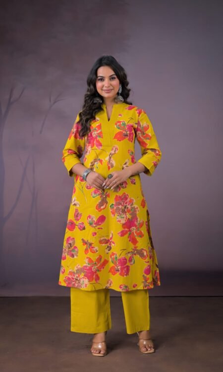 Mustard Yellow Floral Coral Set