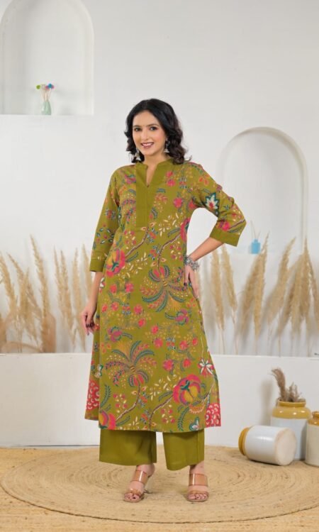 Olive Green Floral Co-ord Set