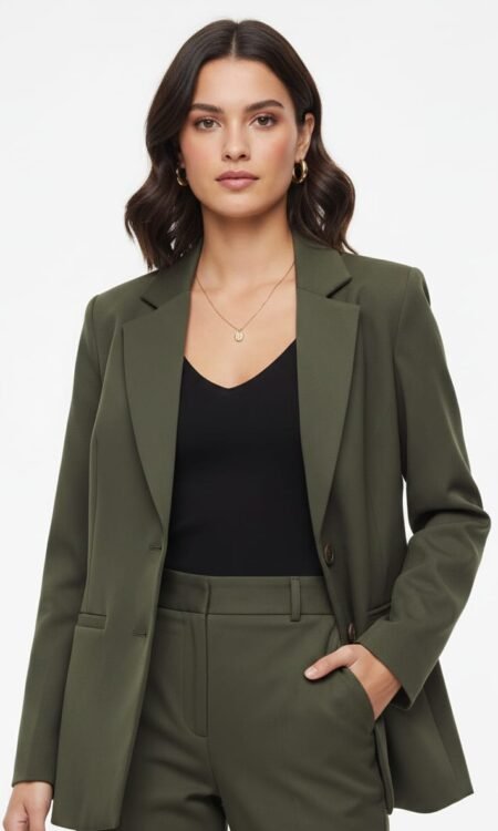 Olive Green Single Breasted Blazer Set