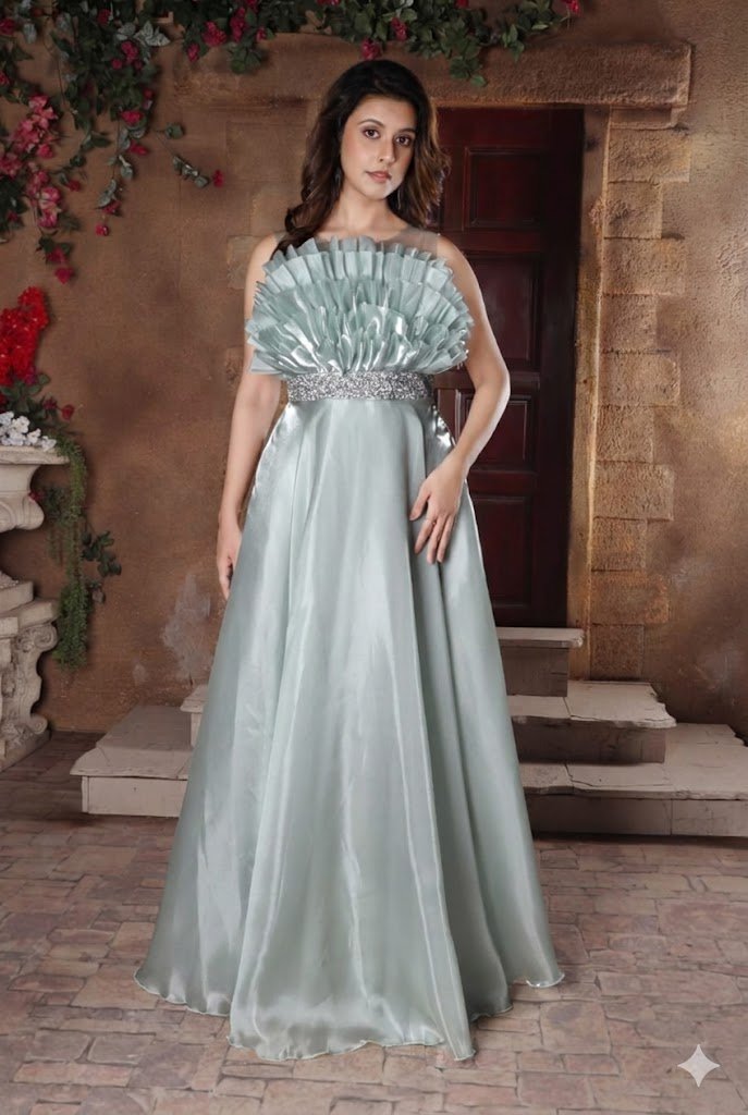 Pista Green Long Gown
