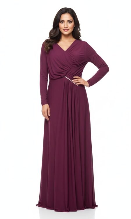 Plum Ruched Evening Gown