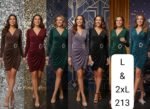 Sparkly Faux-Wrap Cocktail Dress – Mini-Length Cocktail Dress (2)