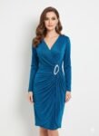 Sparkly Faux-Wrap Cocktail Dress – Mini-Length Cocktail Dress (2)