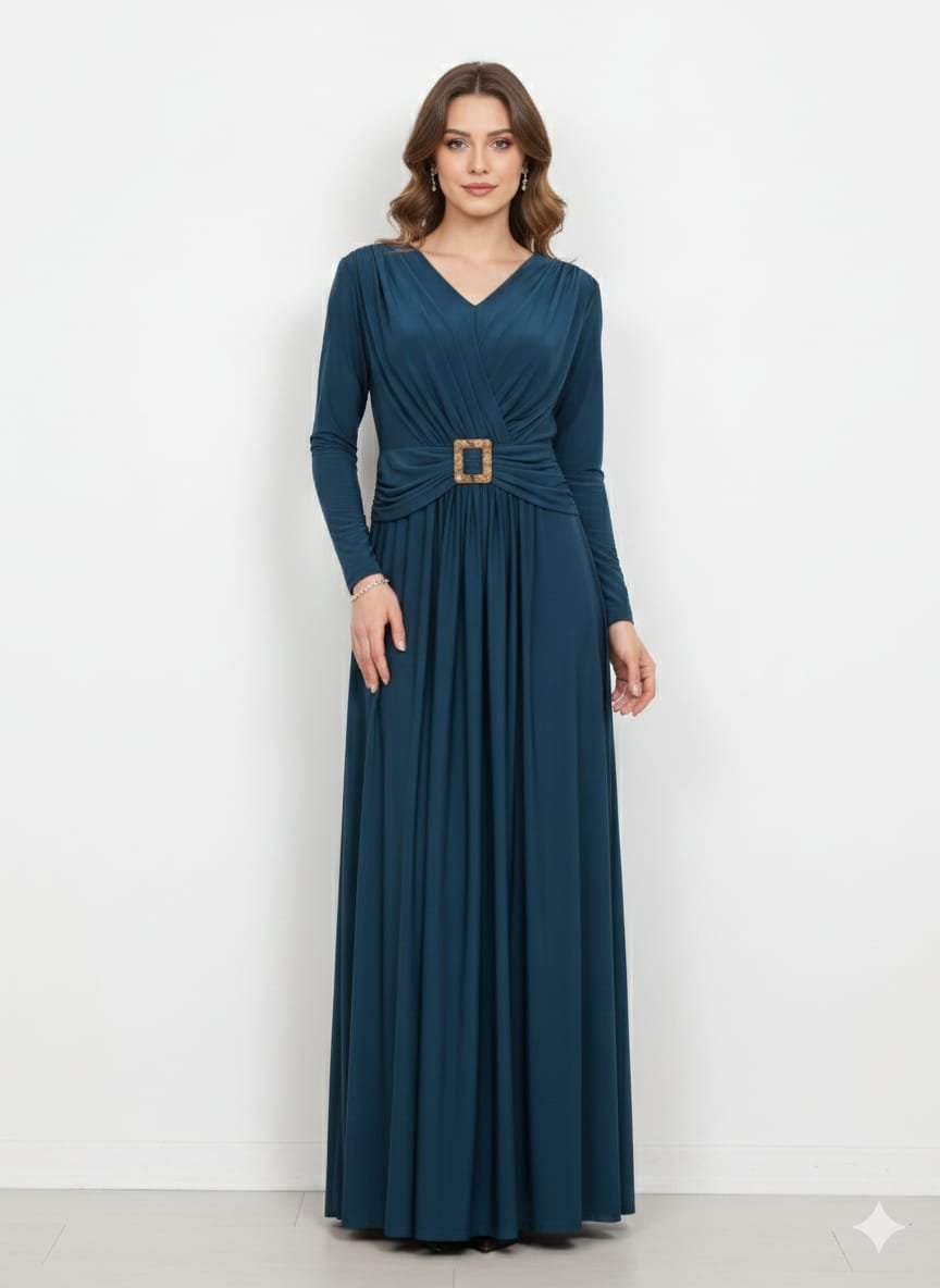 Teal Blue Evening Gown (2)