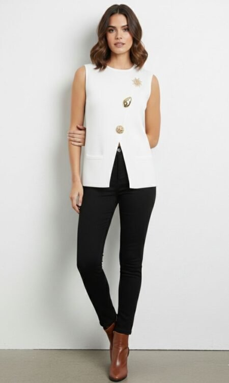 White Sleeveless Knit Top