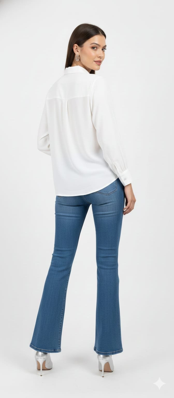 White button-down shirt with Heart Applique (1)