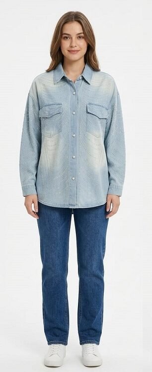 Denim Embellished Denim Overshirt