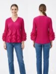 Hot Pink Pleated Ruffle Top