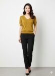 mustard-yellow knit top