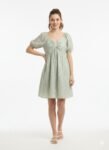 Mint Green Puff-Sleeve Dress