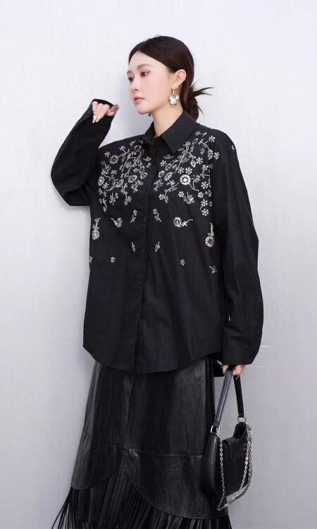 Embroidered Floral Button-Down