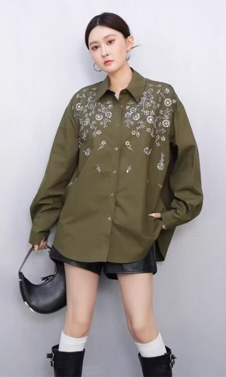 Embroidered Floral Button-Down