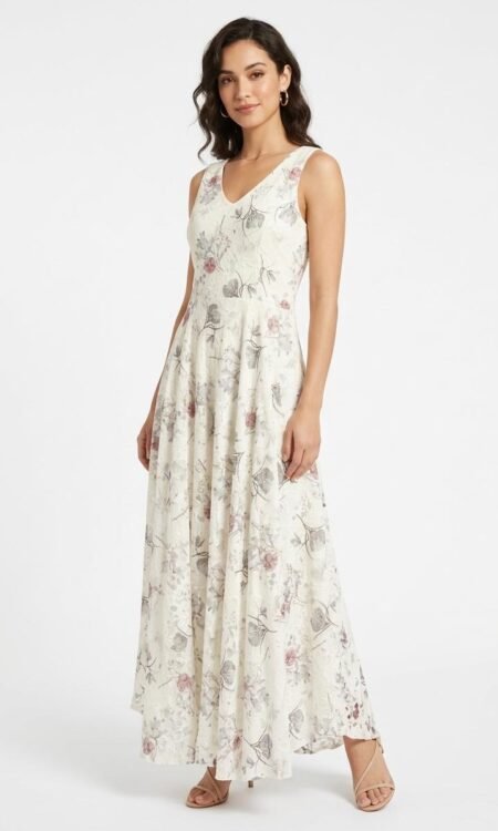 Cream Floral Derss