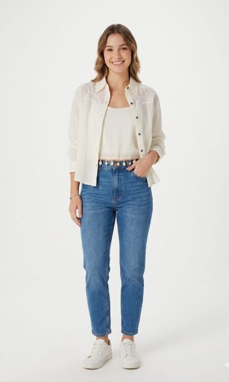 Lace and Shell-Detailed Two-Piece