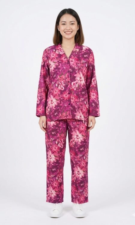 Pink Floral Print Cord Set