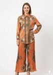 Pleated Orange & Earth-Tone Set