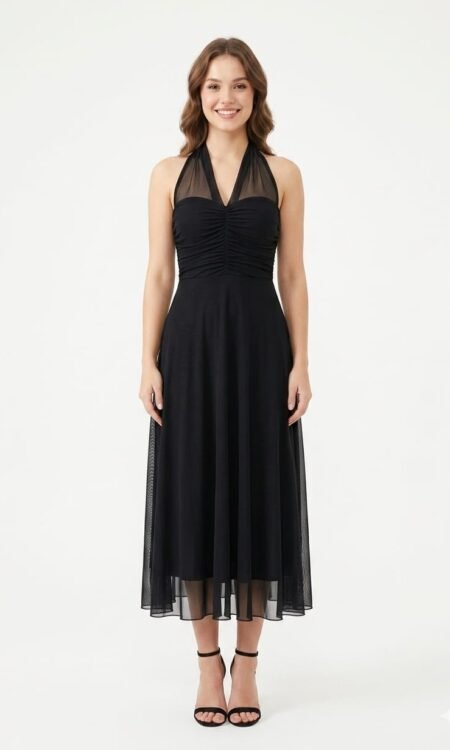 sophisticated black midi dress