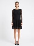 glamorously detailed black midi dress
