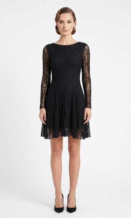 glamorously detailed black midi dress