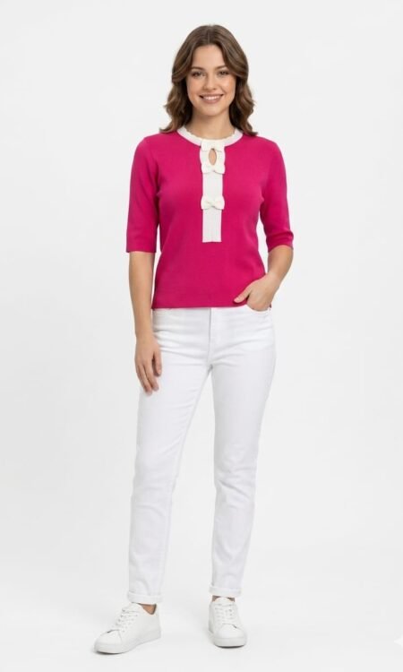 vibrant pink knit top