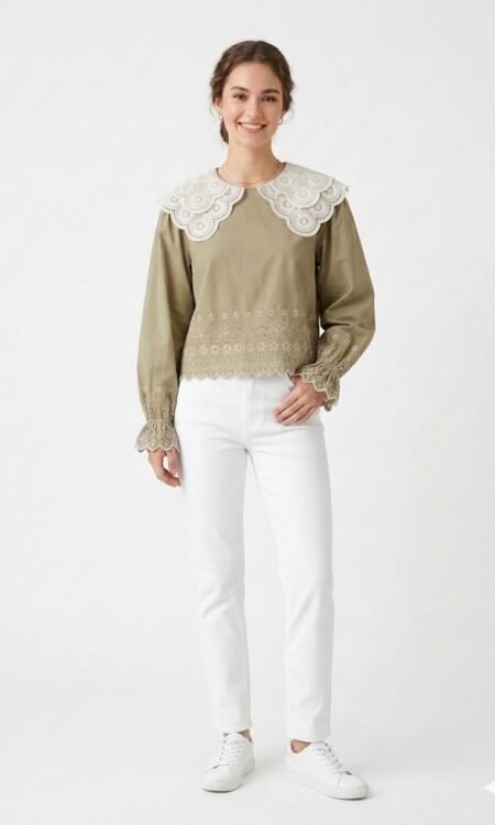 beige (sage-tinted) long-sleeve top