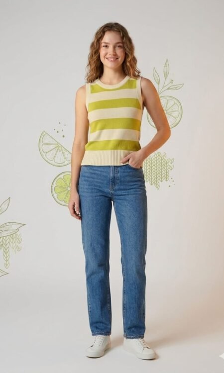 Lime and White tank Top