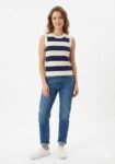 Navy blue and cream tank Top