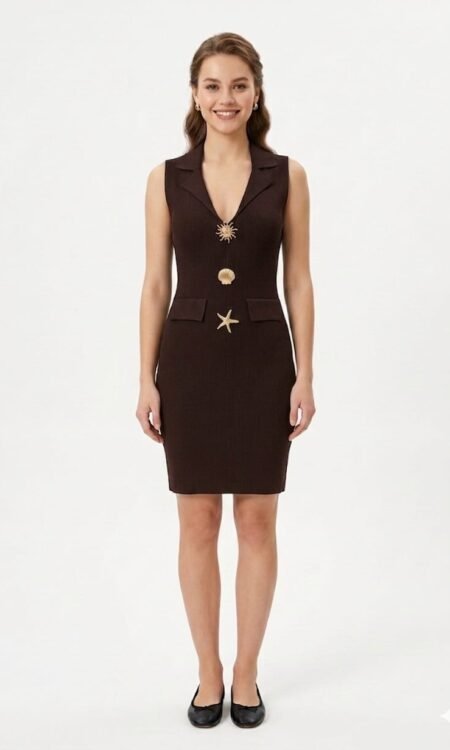 Brown Sleeveless Short Dress