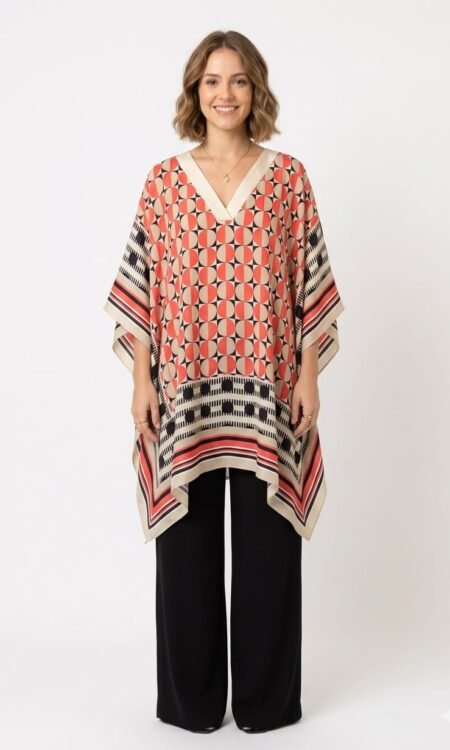 Peach Geometric Print Kaftan