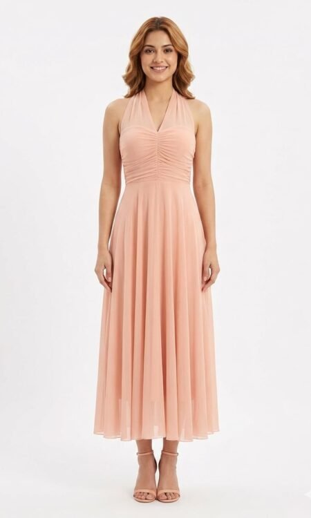 halter-style midi dress